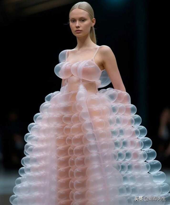 看不懂的时尚！模特穿“充气泡泡裙”走T台，网友：好想捏爆它